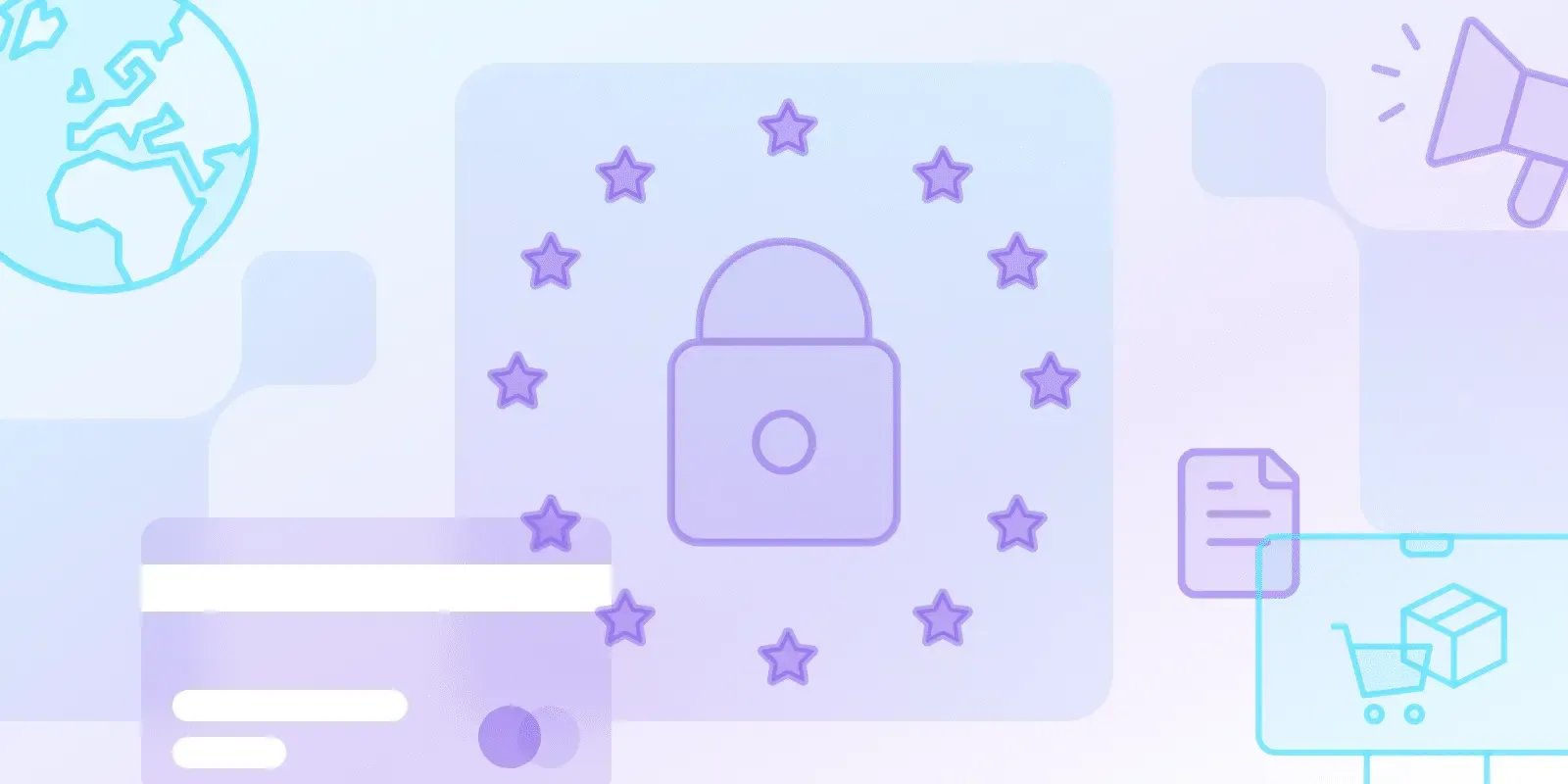 Cadenas entouré d’étoiles européennes, symbole de la protection des données