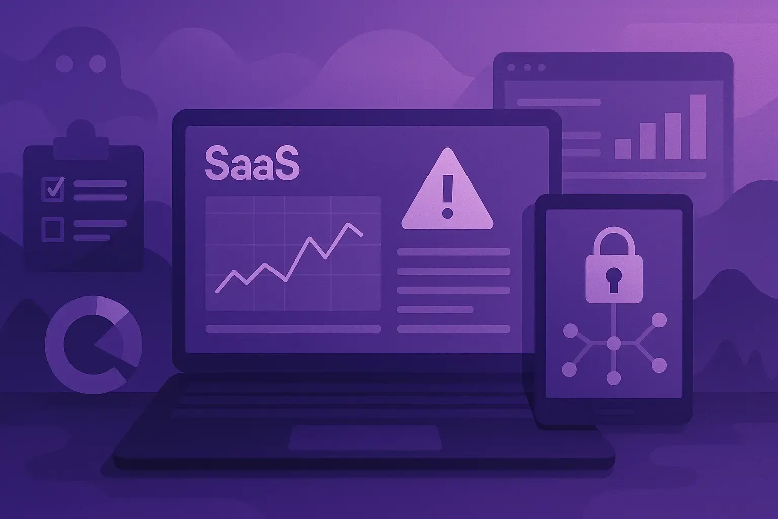 Illustration d’une alerte sur un écran de gestion SaaS, avec un cadenas