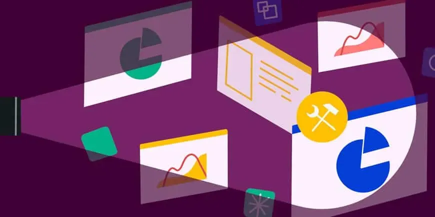 Illustration de documents, graphiques et outils pour cartographier les applications