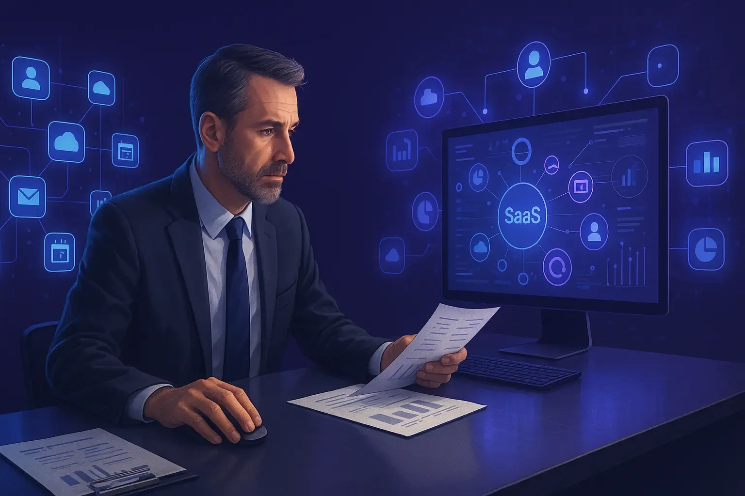 Responsable IT comparant un suivi papier et une plateforme de gestion SaaS