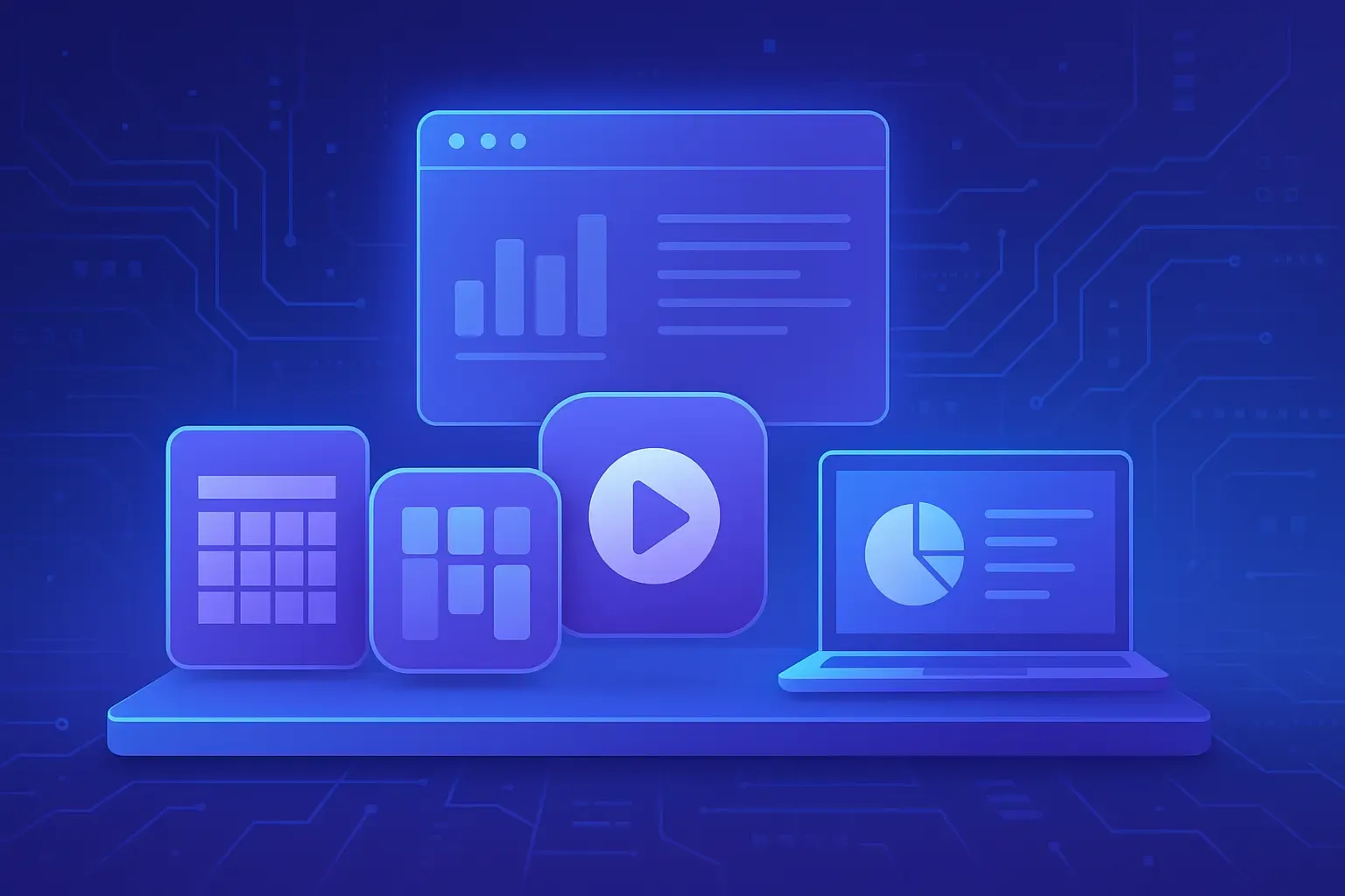 Illustration d’outils simples : tableur, tableau de bord et présentation