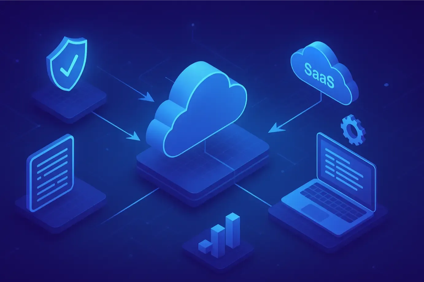 Illustration d’applications SaaS centralisées dans le cloud