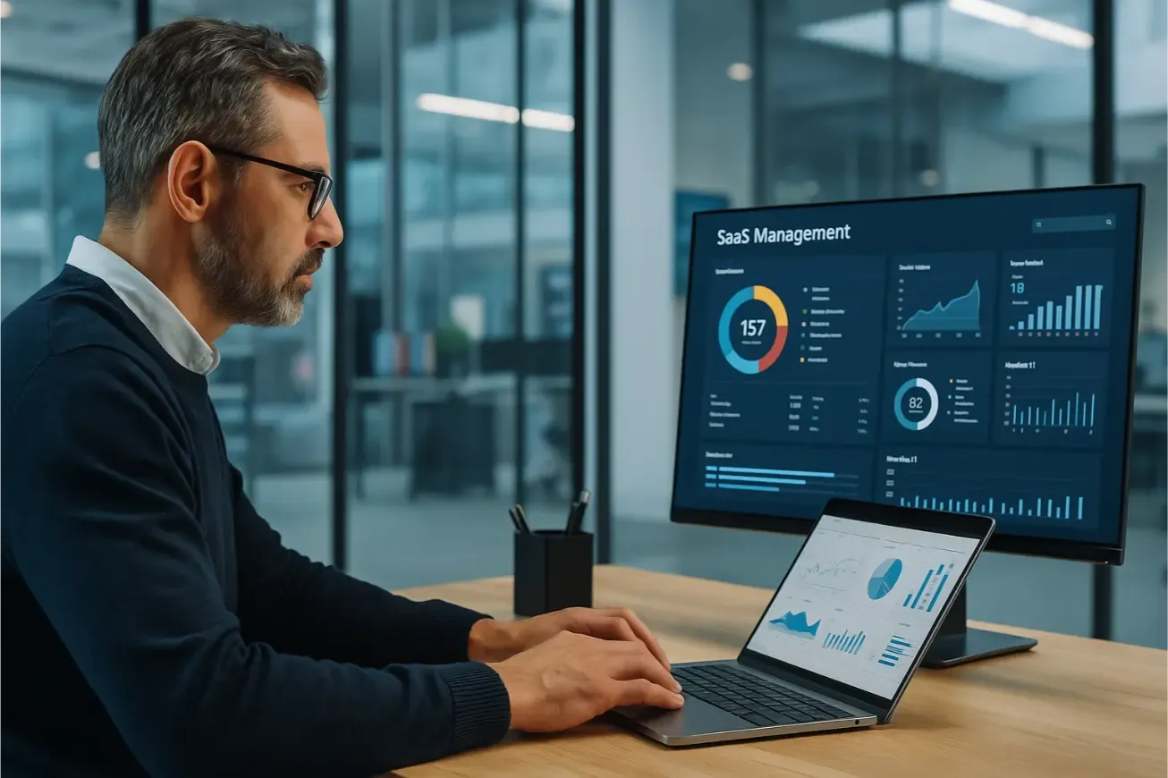 Responsable IT consultant un tableau de bord de gestion SaaS