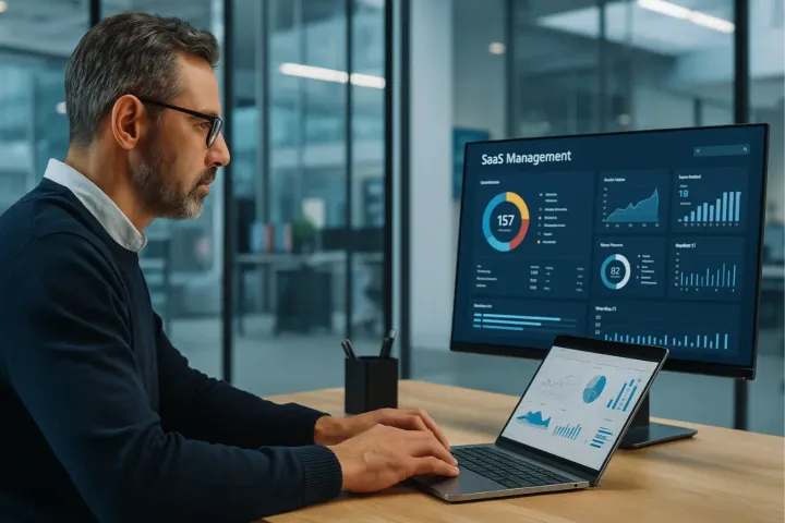 Responsable IT consultant un tableau de bord de gestion SaaS
