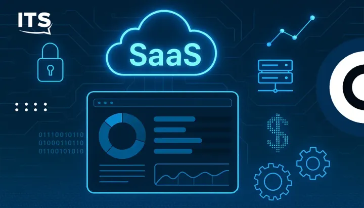 Illustration d’un tableau de bord SaaS avec coûts, sécurité et données